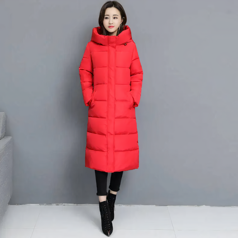 Long Puffer Jacket - Mila-Red-M-State of Style