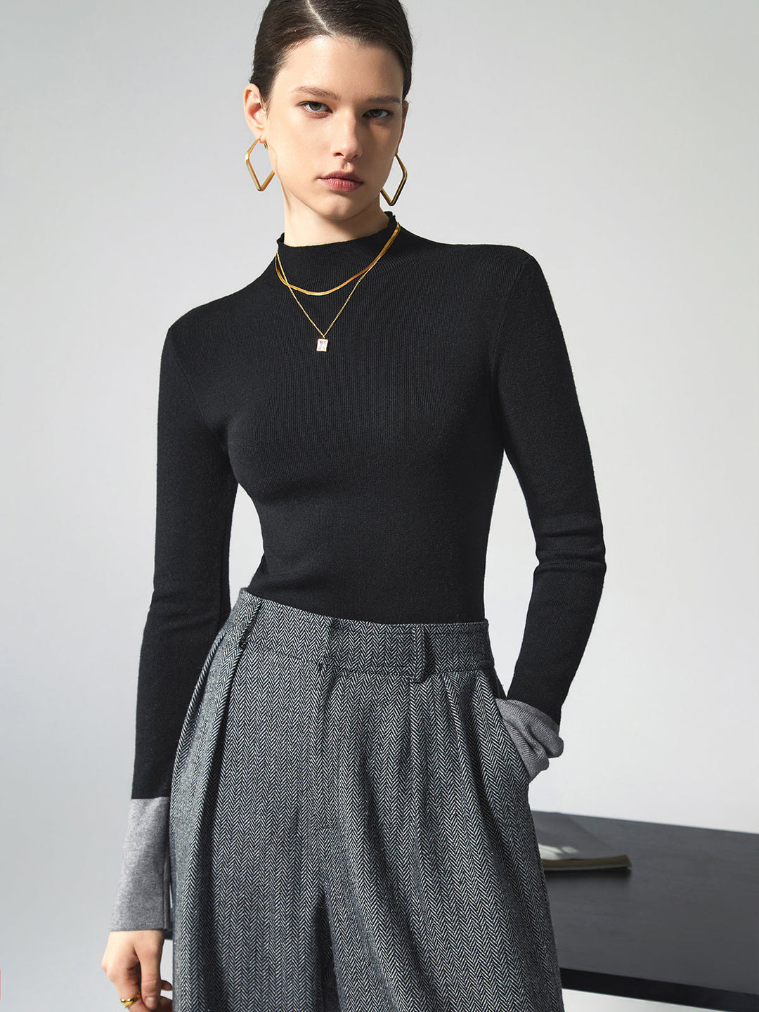 Long Sleeve Contrast Top for Women - Lana-Black-XS-State of Style