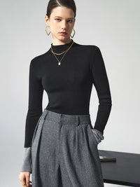 Long Sleeve Contrast Top for Women - Lana-Black-XS-State of Style