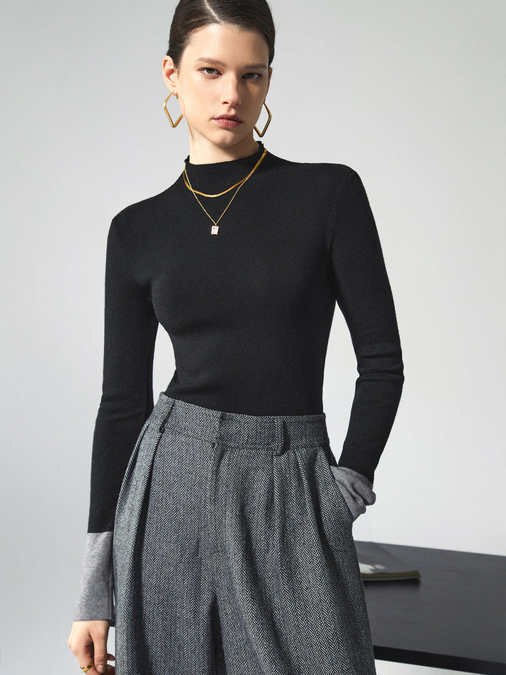 Long Sleeve Contrast Top for Women - Lana-Black-XS-State of Style