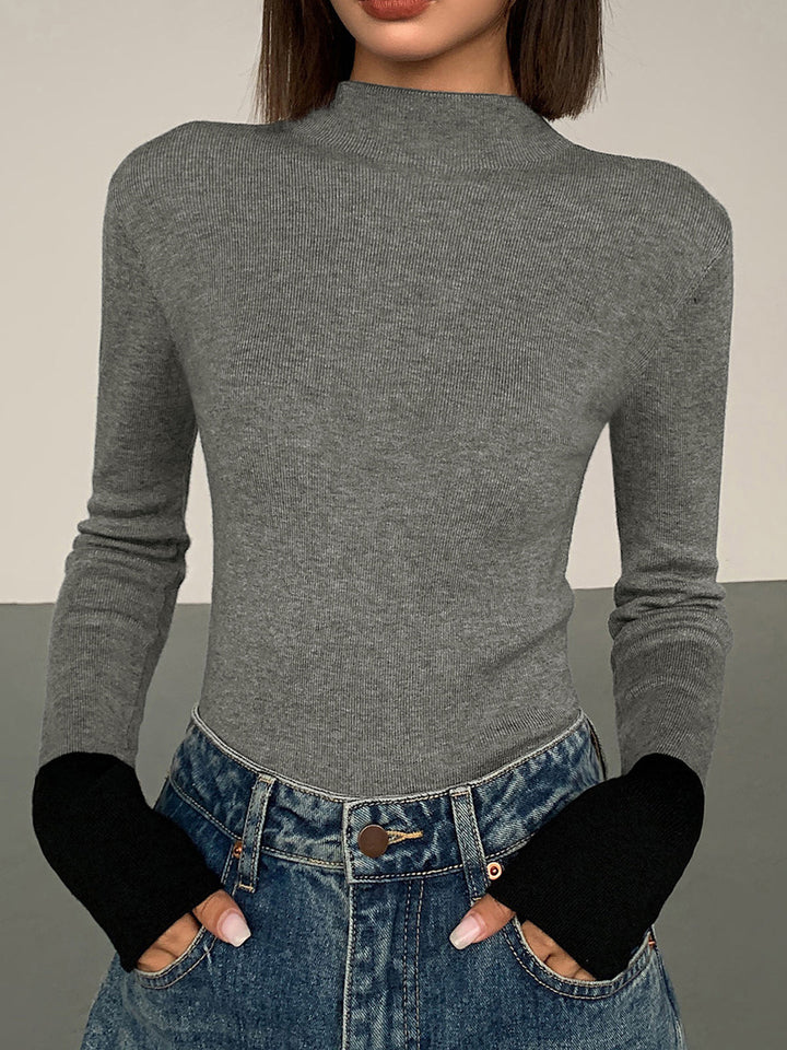 Long Sleeve Contrast Top for Women - Lana-Black-XS-State of Style