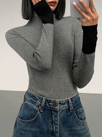 Long Sleeve Contrast Top for Women - Lana-Black-XS-State of Style