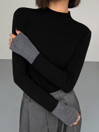 Long Sleeve Contrast Top for Women - Lana-Black-XS-State of Style