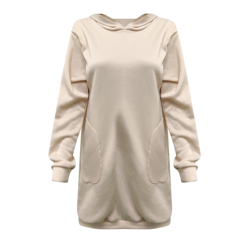 Long Sleeve Hoodie Dress for Women | Stylish & Comfortable-Beige-S-State of Style