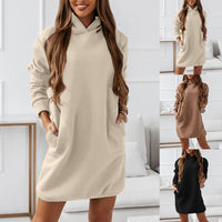Long Sleeve Hoodie Dress for Women | Stylish & Comfortable-Beige-S-State of Style