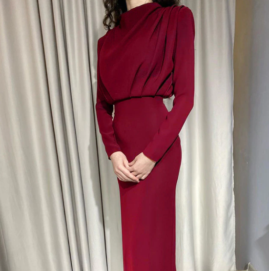 Long-Sleeved Autumn Dress | Comfortable & Stylish-Brick Red-S-State of Style