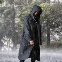 Long Waterproof Men's Raincoat with Hood - Titan-Black-S-State of Style