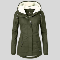 Long Winter Coat with Hood | Thick Warm Jacket-Army Green-S-State of Style