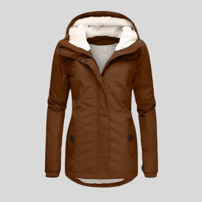 Long Winter Coat with Hood | Thick Warm Jacket-Brown-S-State of Style