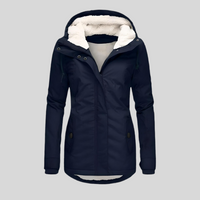 Long Winter Coat with Hood | Thick Warm Jacket-Marine Blue-S-State of Style