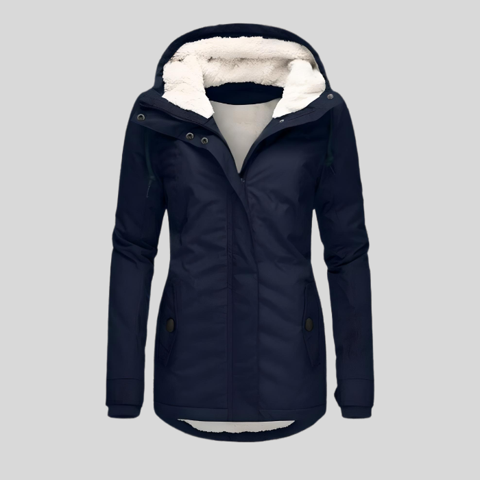Long Winter Coat with Hood | Thick Warm Jacket-Marine Blue-S-State of Style