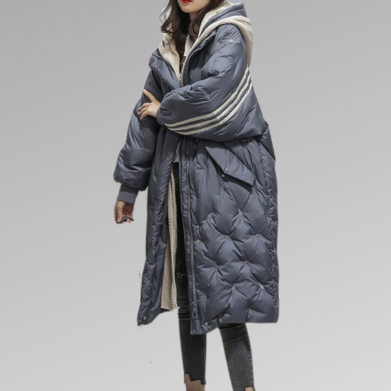 Long Women's Down Winter Coat - Sophie-Blue-M-State of Style
