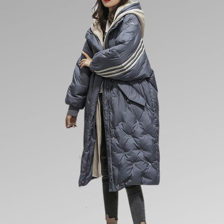 Long Women's Down Winter Coat - Sophie-Blue-M-State of Style