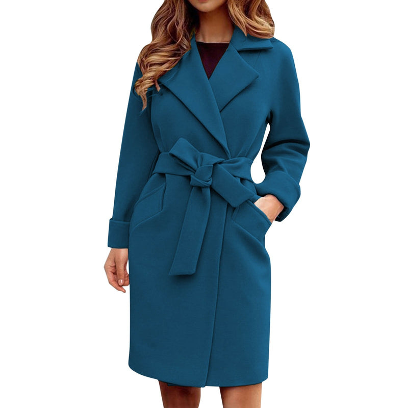 Long Women's Trench Coat Winter Jacket - Sienna-Blue-S-State of Style