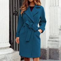 Long Women's Trench Coat Winter Jacket - Sienna-Blue-S-State of Style