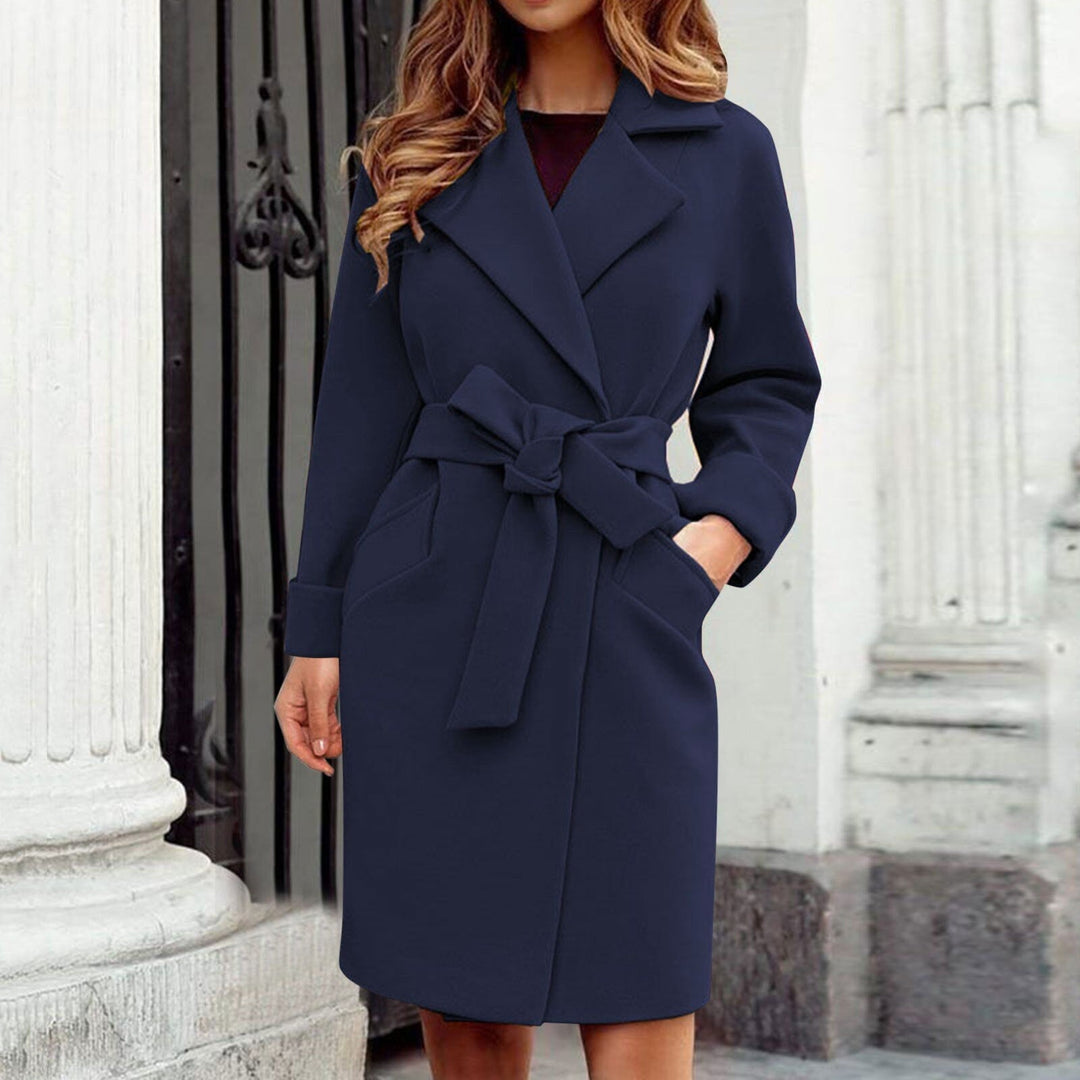 Long Women's Trench Coat Winter Jacket - Sienna-Dark Blue-S-State of Style