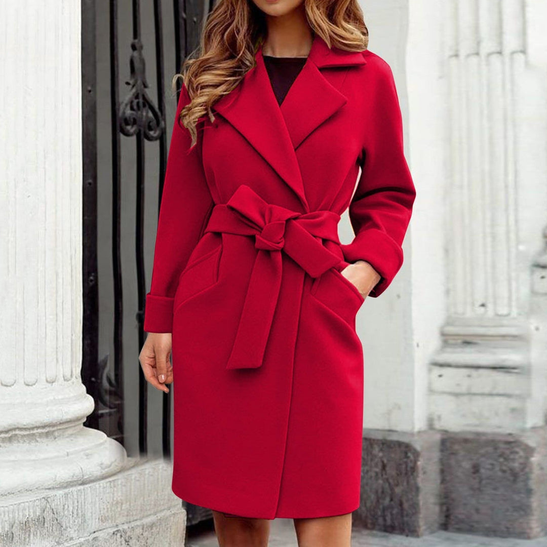Long Women's Trench Coat Winter Jacket - Sienna-Red-S-State of Style