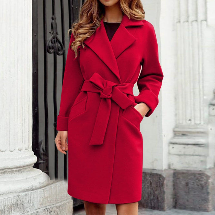 Long Women's Trench Coat Winter Jacket - Sienna-Red-S-State of Style