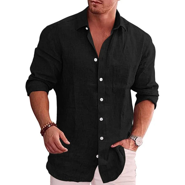 Loose-Fit Linen Shirt Johnson – Casual Comfort & Modern Style-Black-M-State of Style