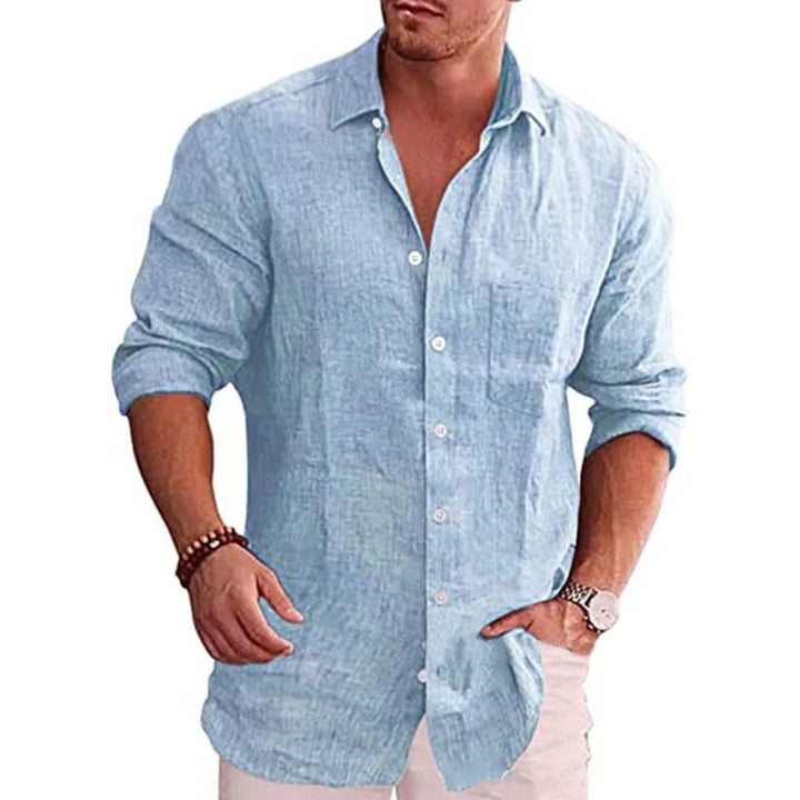 Loose-Fit Linen Shirt Johnson – Casual Comfort & Modern Style-Light Blue-M-State of Style