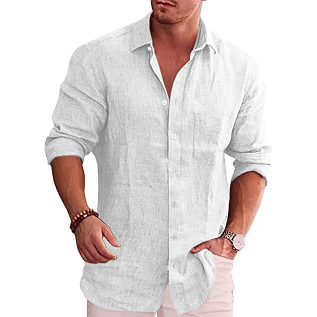 Loose-Fit Linen Shirt Johnson – Casual Comfort & Modern Style-White-M-State of Style