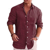 Loose-Fit Linen Shirt Johnson – Casual Comfort & Modern Style-Wine-M-State of Style