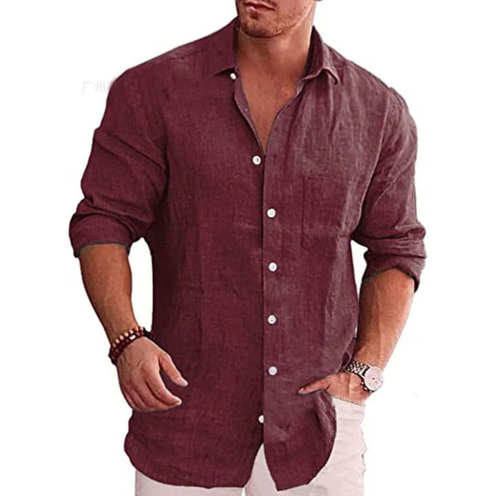Loose-Fit Linen Shirt Johnson – Casual Comfort & Modern Style-Wine-M-State of Style