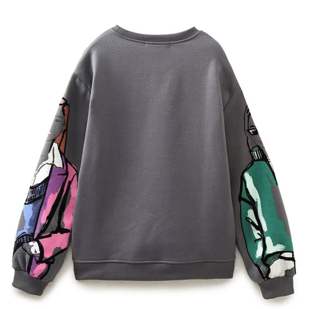 Loose-Fit Wool-Print Sweater - Elise-Cozy Bliss-S-State of Style