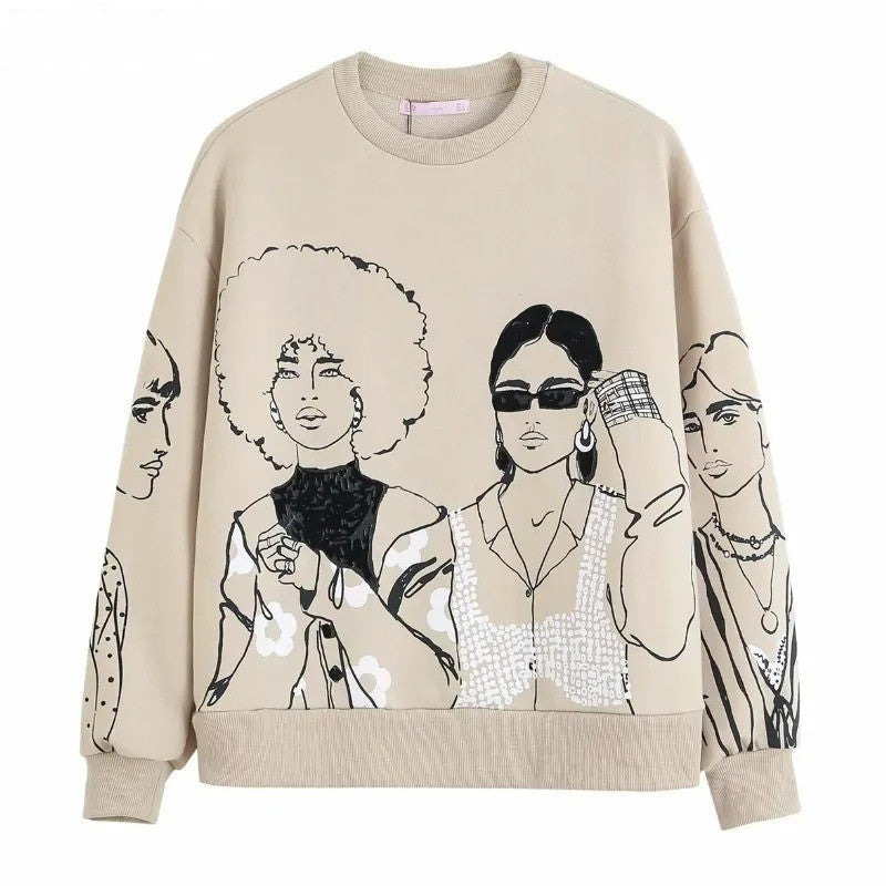 Loose-Fit Wool-Print Sweater - Elise-Urban Style-S-State of Style