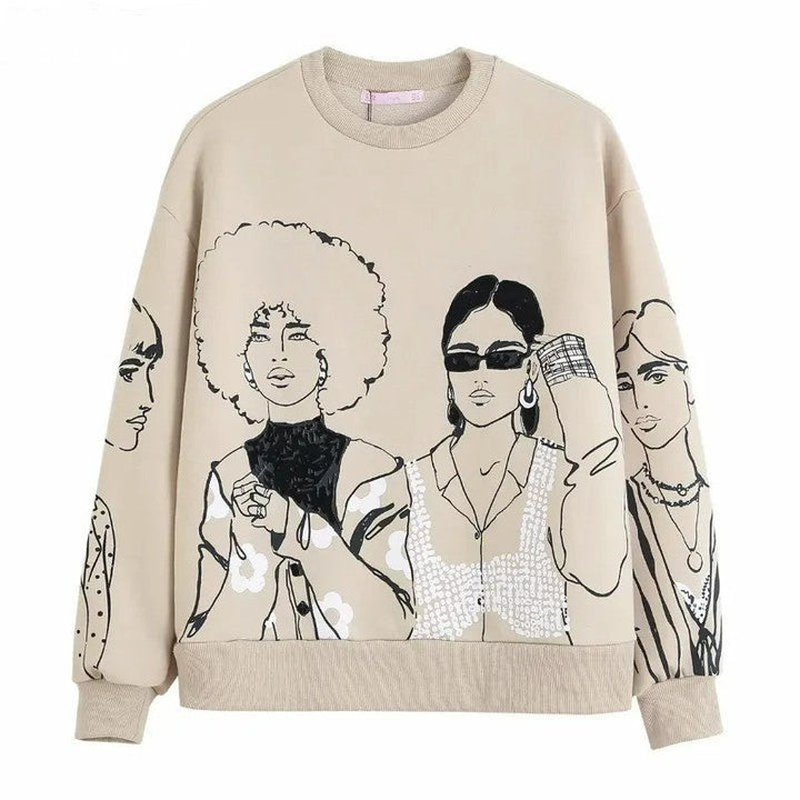 Loose-Fit Wool-Print Sweater - Elise-Urban Style-S-State of Style