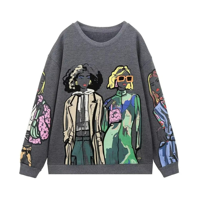 Loose-Fit Wool-Print Sweater - Elise-Zeny Chic-S-State of Style