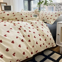 LoveLuxe Heart Motif Quilt Cover Set-140x200 cm-State of Style