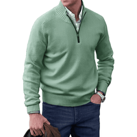 Lucas Luxe Cashmere Zip Men's Jumper-Green-XS-State of Style