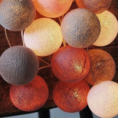 LumiBall - Fun Cotton Light-Up Ball String Lights-Burgundy-1.5 metres 10 lights-USB-State of Style