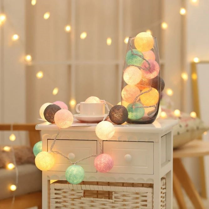 LumiBall - Fun Cotton Light-Up Ball String Lights-Candy-1.5 metres 10 lights-USB-State of Style