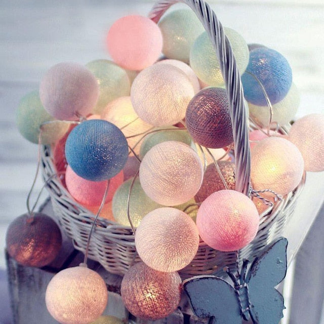 LumiBall - Fun Cotton Light-Up Ball String Lights-Macaron-1.5 metres 10 lights-USB-State of Style