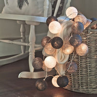 LumiBall - Fun Cotton Light-Up Ball String Lights-Stone Grey-1.5 metres 10 lights-USB-State of Style