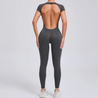 Luna Yoga Jumpsuit with Breathable & Flexible Design-Grey-M-State of Style