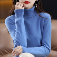 Luxe Cashmere Ladies' Turtleneck - Elena-Blue-S-State of Style