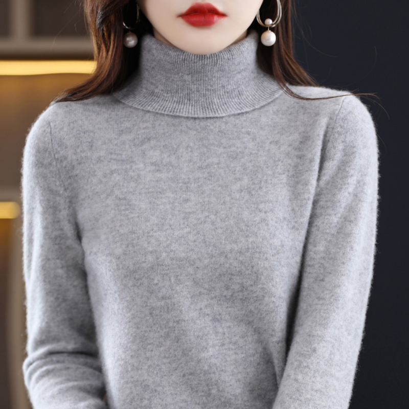 Luxe Cashmere Ladies' Turtleneck - Elena-Grey-S-State of Style