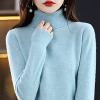 Luxe Cashmere Ladies' Turtleneck - Elena-Light Blue-S-State of Style