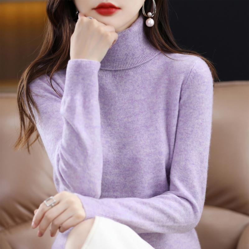 Luxe Cashmere Ladies' Turtleneck - Elena-Lilac-S-State of Style
