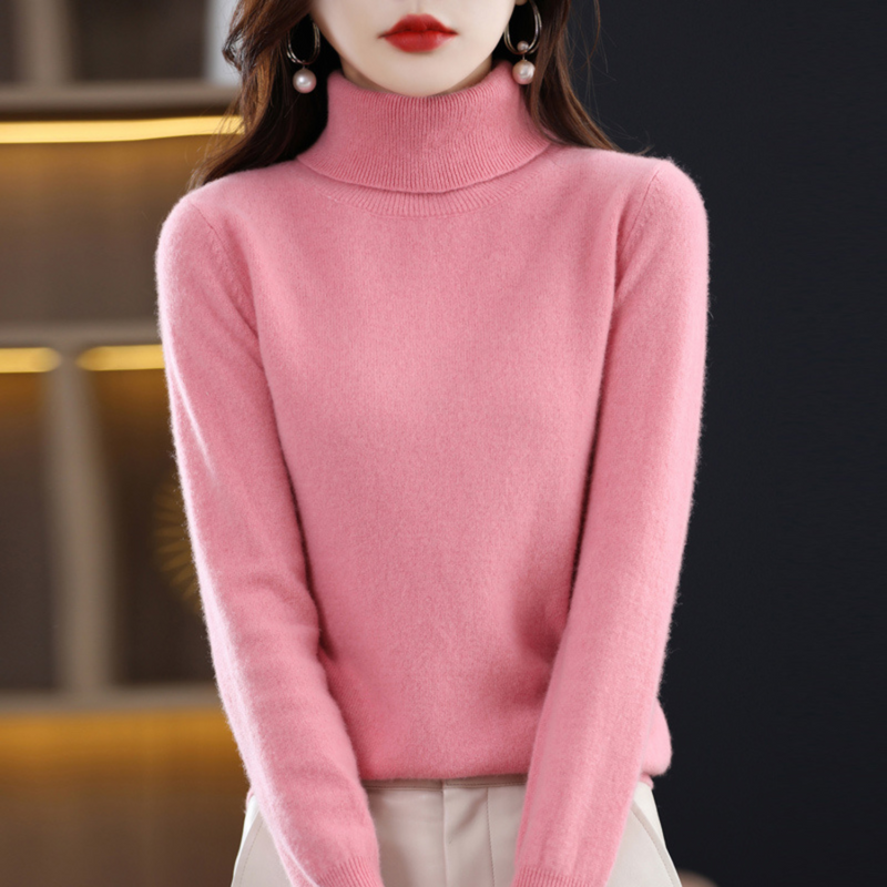 Luxe Cashmere Ladies' Turtleneck - Elena-Pink-S-State of Style