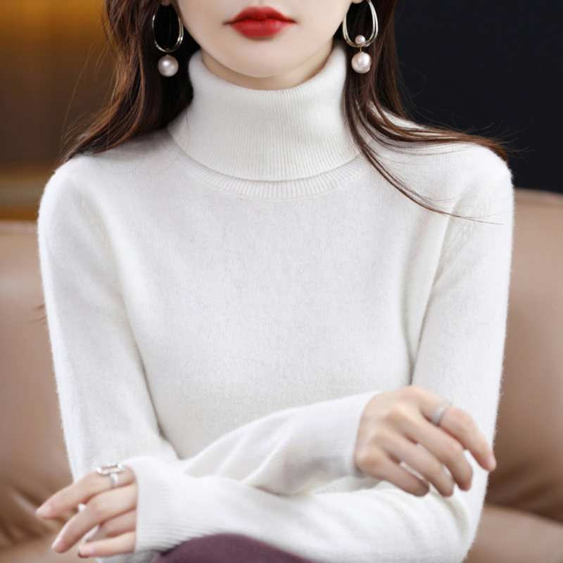Luxe Cashmere Ladies' Turtleneck - Elena-White-S-State of Style