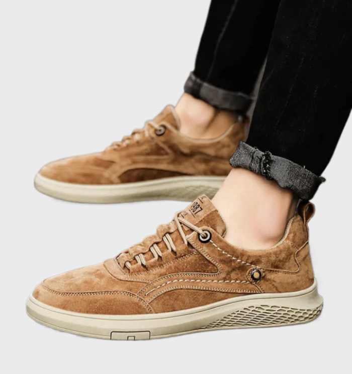 Luxe Leather Sneakers with Lace-Up Design - Victor-Grey-5.5-State of Style