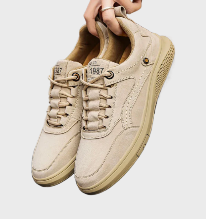 Luxe Leather Sneakers with Lace-Up Design - Victor-Grey-5.5-State of Style