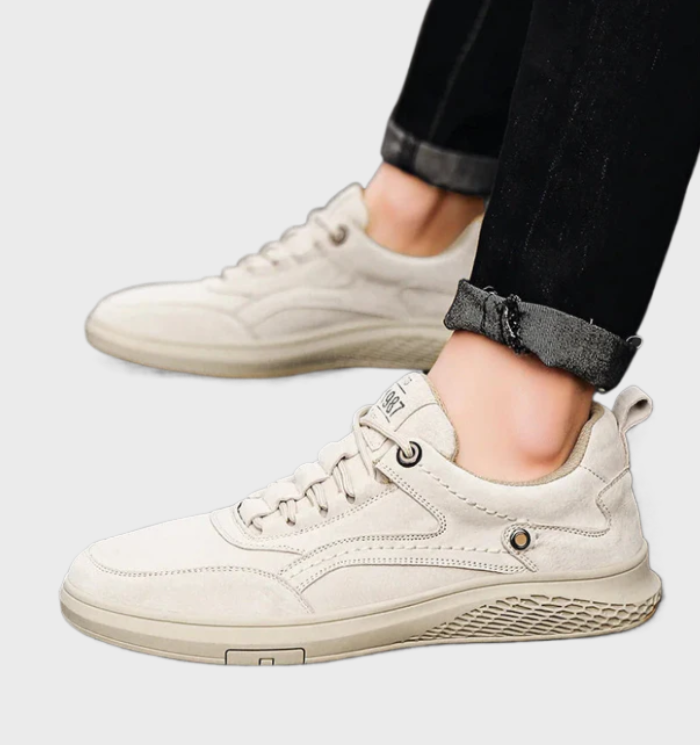 Luxe Leather Sneakers with Lace-Up Design - Victor-Grey-5.5-State of Style