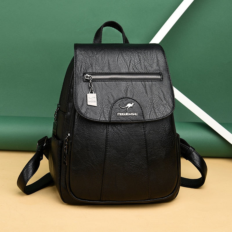 Luxe Leather Women's Backpack - Isolde-Black-State of Style