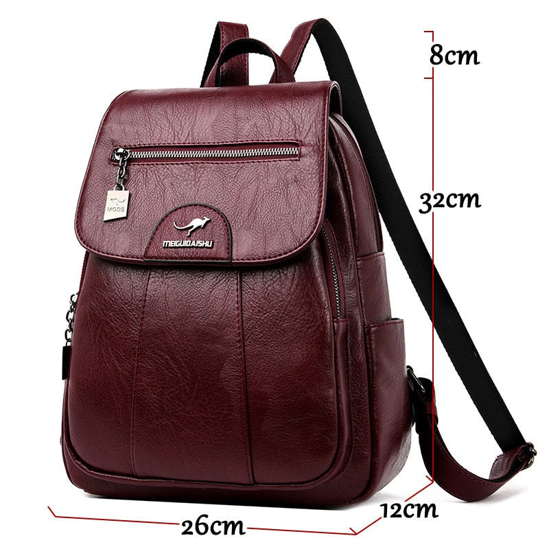 Luxe Leather Women's Backpack - Isolde-Bordeaux Red-State of Style