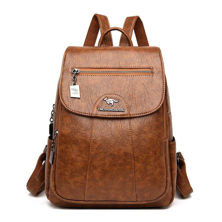 Luxe Leather Women's Backpack - Isolde-Brown-State of Style